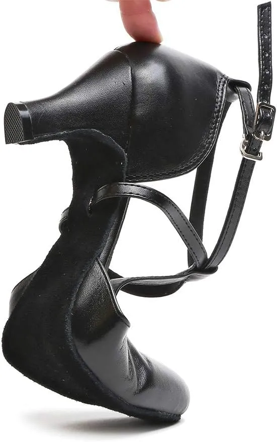 TINRYMX Women Ballroom Dance Shoes Closed Toe T-Strap Character Modern Latin Salsa Tango Waltz Performance Dancing Shoes,Model-YCL272