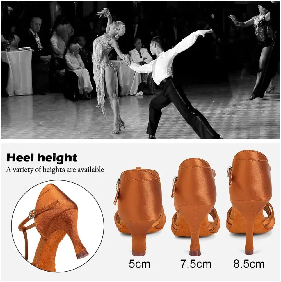 TINRYMX Women Latin Dance Shoes T-Strap Ballroom Salsa Cha-cha Professional Practice Dance Shoes,Model 3038TXD