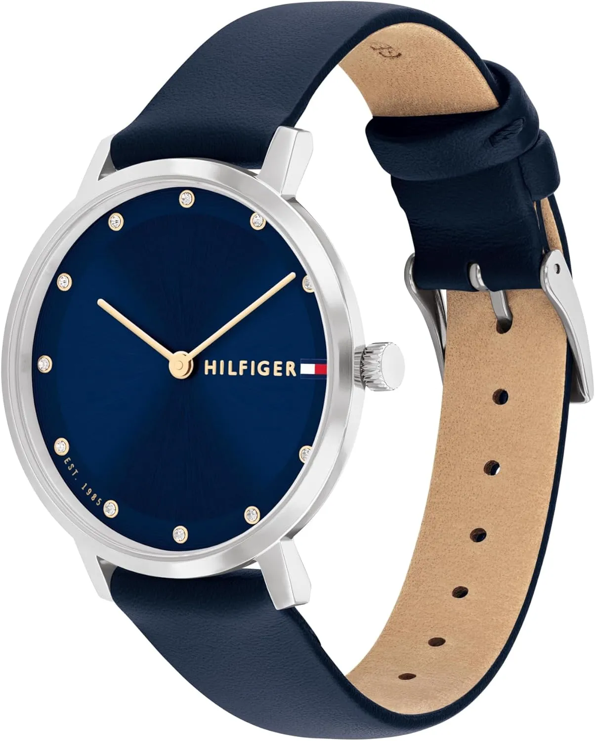 Tommy Hilfiger Women's Slim Quartz Watch, Leather Strap, Water Resistant 3 ATM, Sleek and Stylish Timepiece, Gift for Her, 35mm