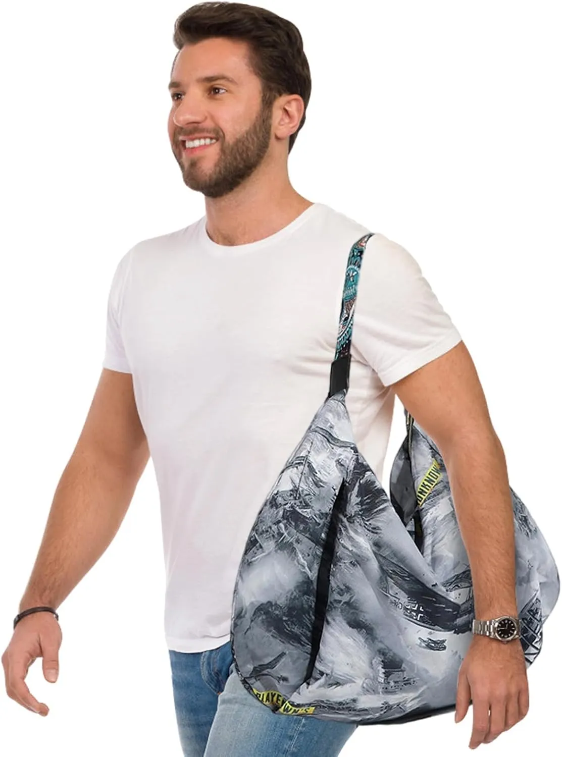 Tote Bag for Women, Nylon Tote Bag With Zipper, Large Capacity Foldable Shoulder Bag for Trval Work Gym Shopping