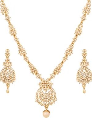 Touchstone Indian Bollywood Gorgeous intricate Workmanship Sparkling Rhinestone crystal wedding Designer Jewelry Necklace Set In Gold or Silver Tone For Women.
