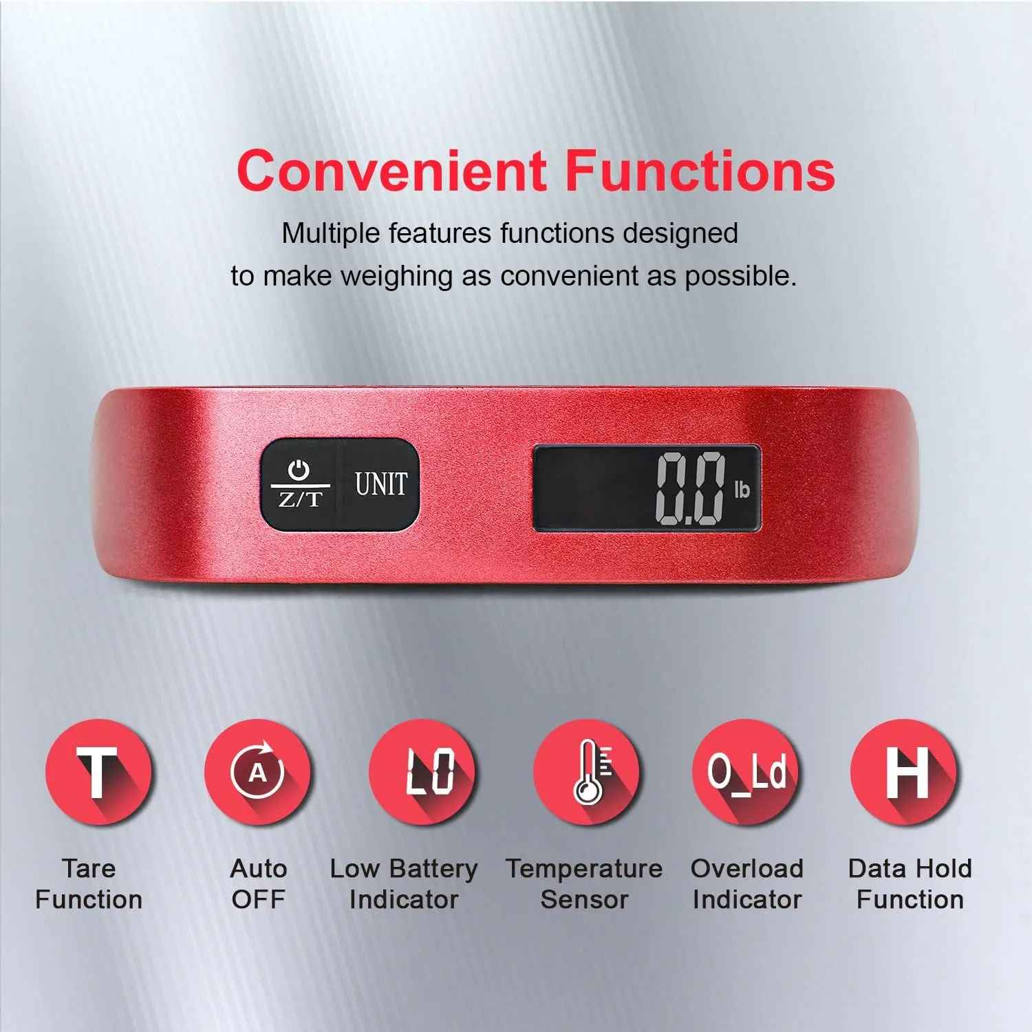 travel inspira Luggage Scale, Portable Digital Hanging Baggage Scale for Travel, Suitcase Weight Scale with Rubber Paint, 110 Pounds, Battery Included