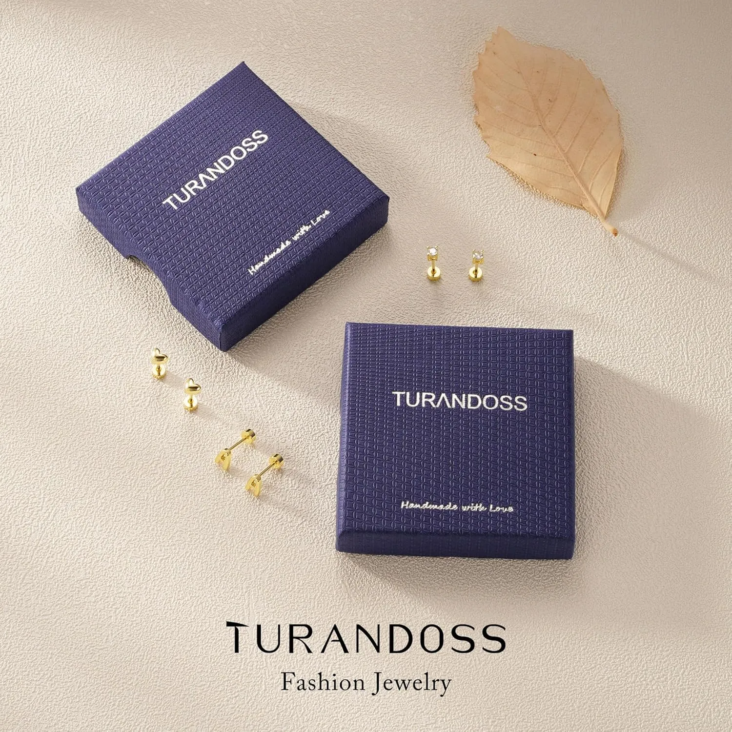 Turandoss 3 Pairs Initial Stud S925 Sterling Silver Post Earrings for Women Girls, 14K Gold Plated Letter A-Z Heart Initial Stud Earrings Jewelry Gifts for Teen Girls Women Trendy