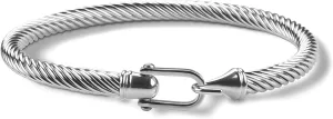 Twisted Cable Bracelet Stylish Fine Stainless Steel Cable Cuff Bracelet with Hook Clasp Bracelets Jewelry for Women