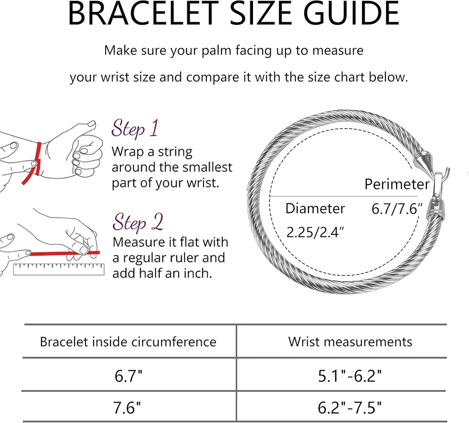 Twisted Cable Bracelet Stylish Fine Stainless Steel Cable Cuff Bracelet with Hook Clasp Bracelets Jewelry for Women