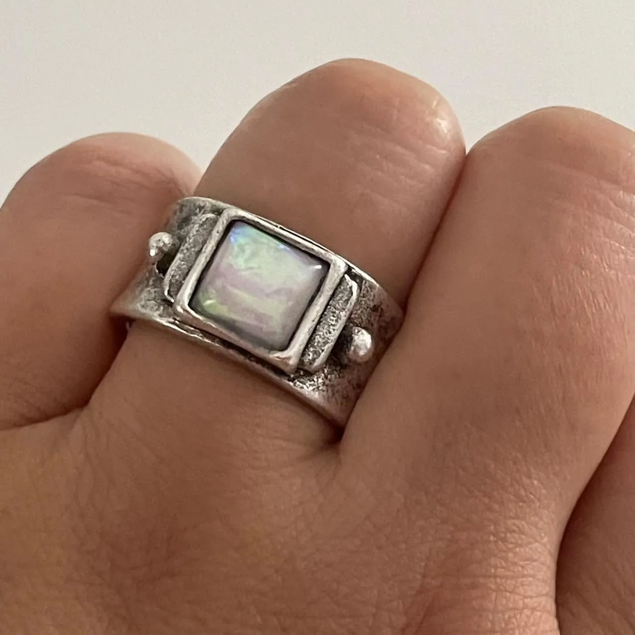 Unique Artisan Vintage Style Rings Statement Promise Bohemian Jewelry Gift,Rainbow Moonstone Chunky Rings for Women Astrological Birthstone Rings