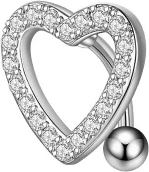 Unique Heart Shape Zircon Belly Button Ring Stainless Steel Navel Piercing Jewelry