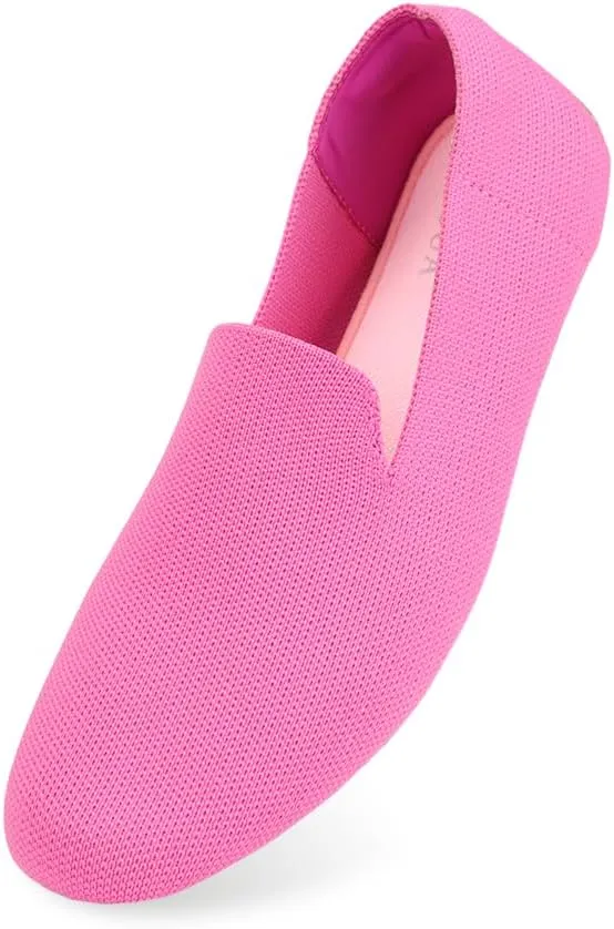 UOUA Knit Loafers for Women Driving Moccasins Penny Shoes Slip-On Walking Boat Shoes