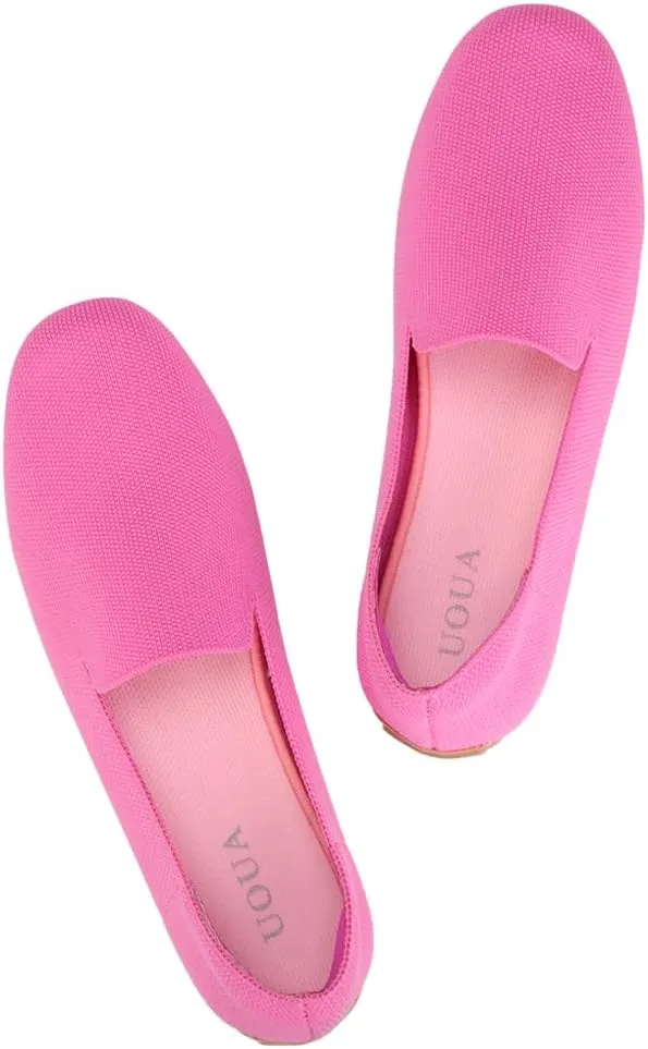 UOUA Knit Loafers for Women Driving Moccasins Penny Shoes Slip-On Walking Boat Shoes