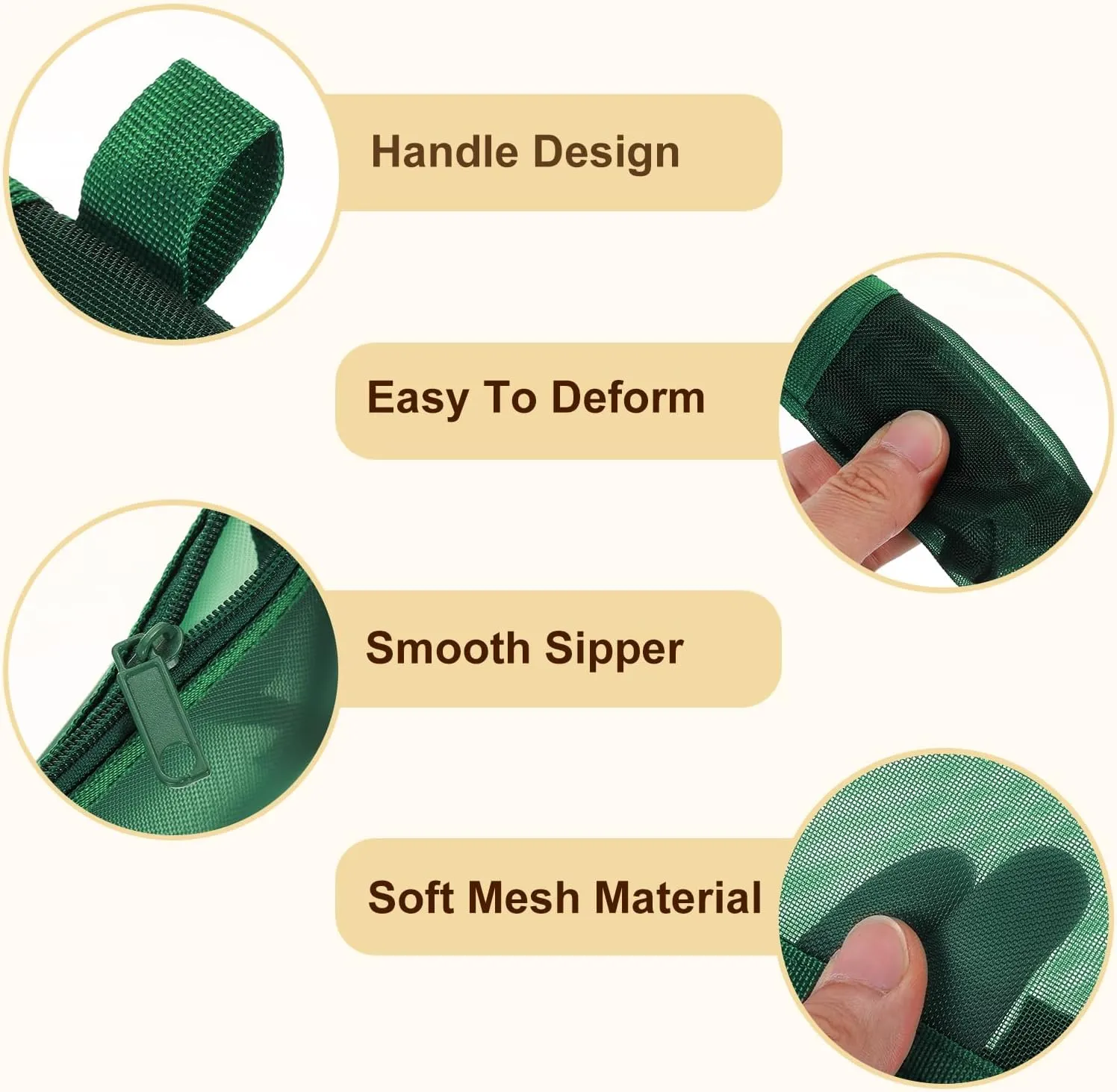 uxcell Mini Zipper Mesh Bag 3" x 5", 5 Pcs Nylon Small Makeup Zipper Mesh Pouch Cosmetic Case Mesh Storage Bags for Earphone, Credit Card, Dark Green