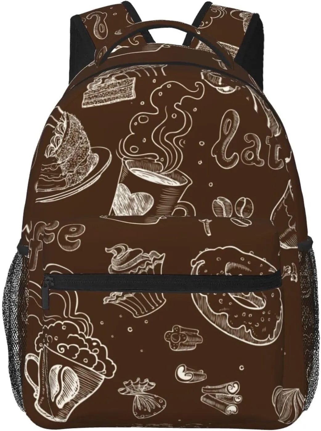 Vintage Coffee Patterns Backpacks 15 Inch Laptop Backpack Multipurpose Double Shoulder Bag for Men Women Gifts