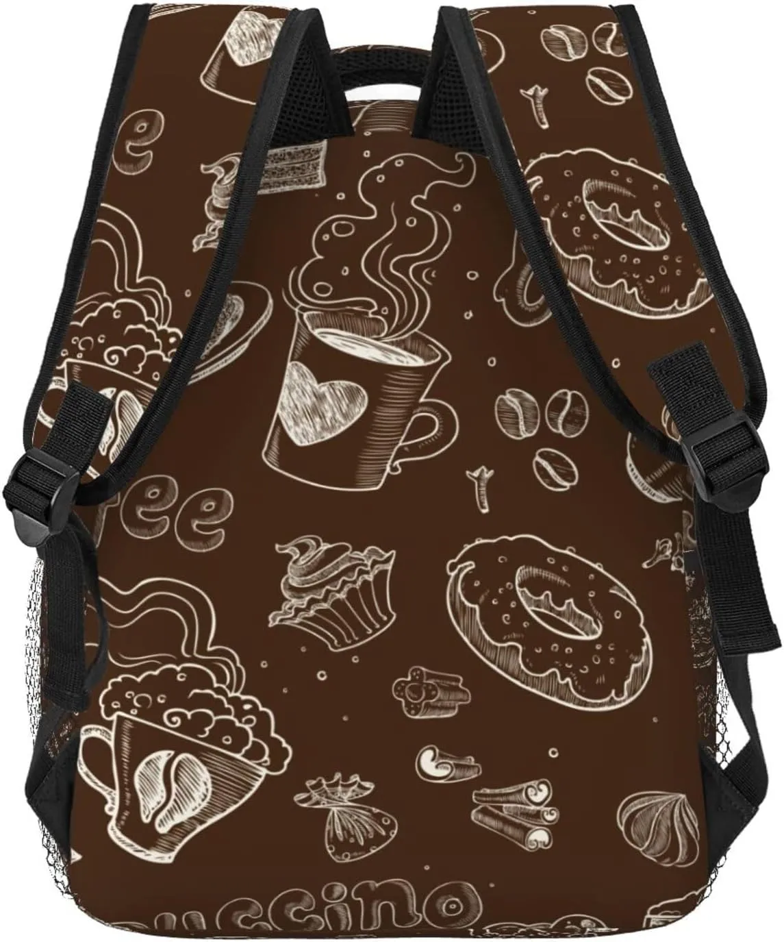 Vintage Coffee Patterns Backpacks 15 Inch Laptop Backpack Multipurpose Double Shoulder Bag for Men Women Gifts