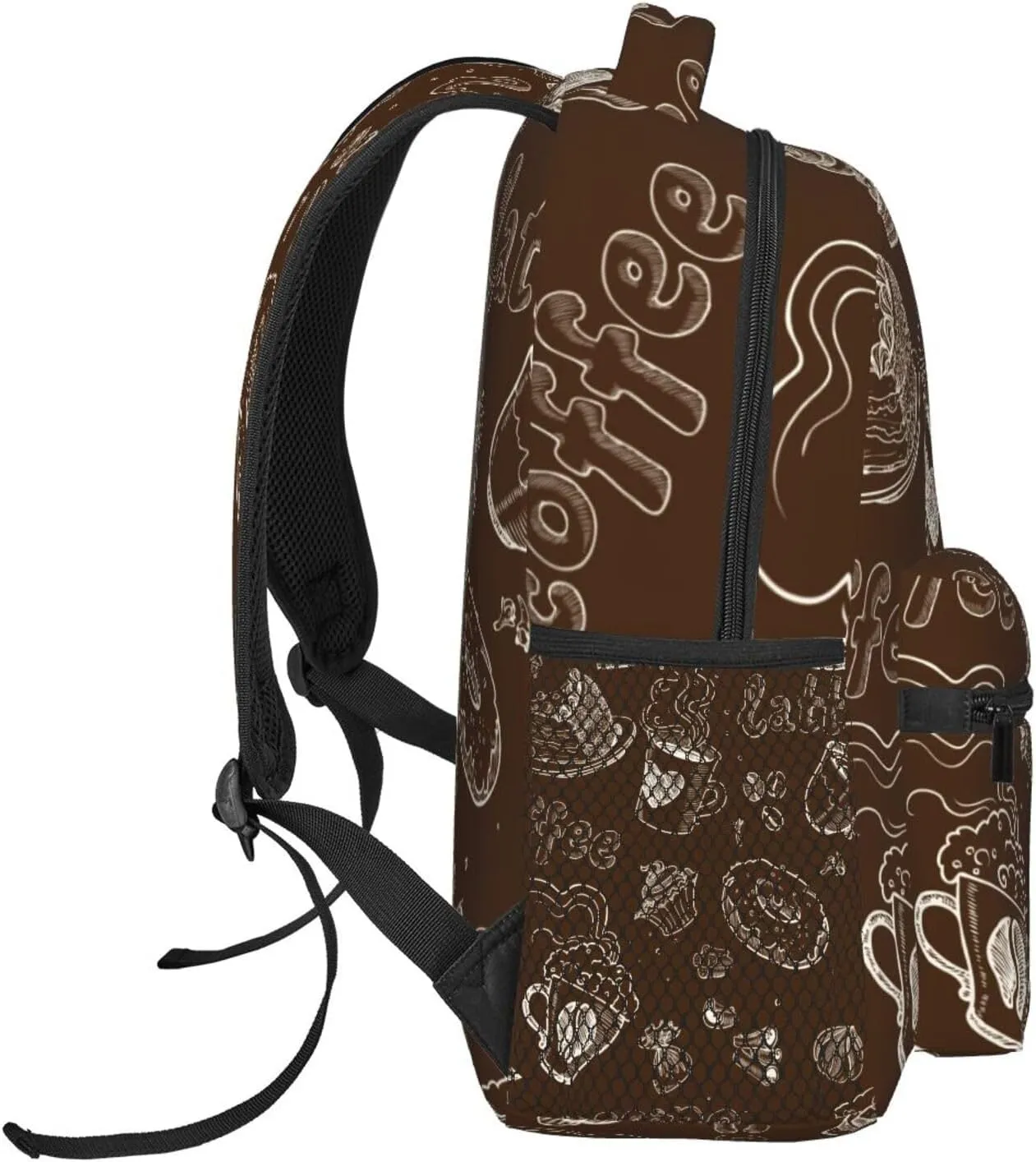Vintage Coffee Patterns Backpacks 15 Inch Laptop Backpack Multipurpose Double Shoulder Bag for Men Women Gifts