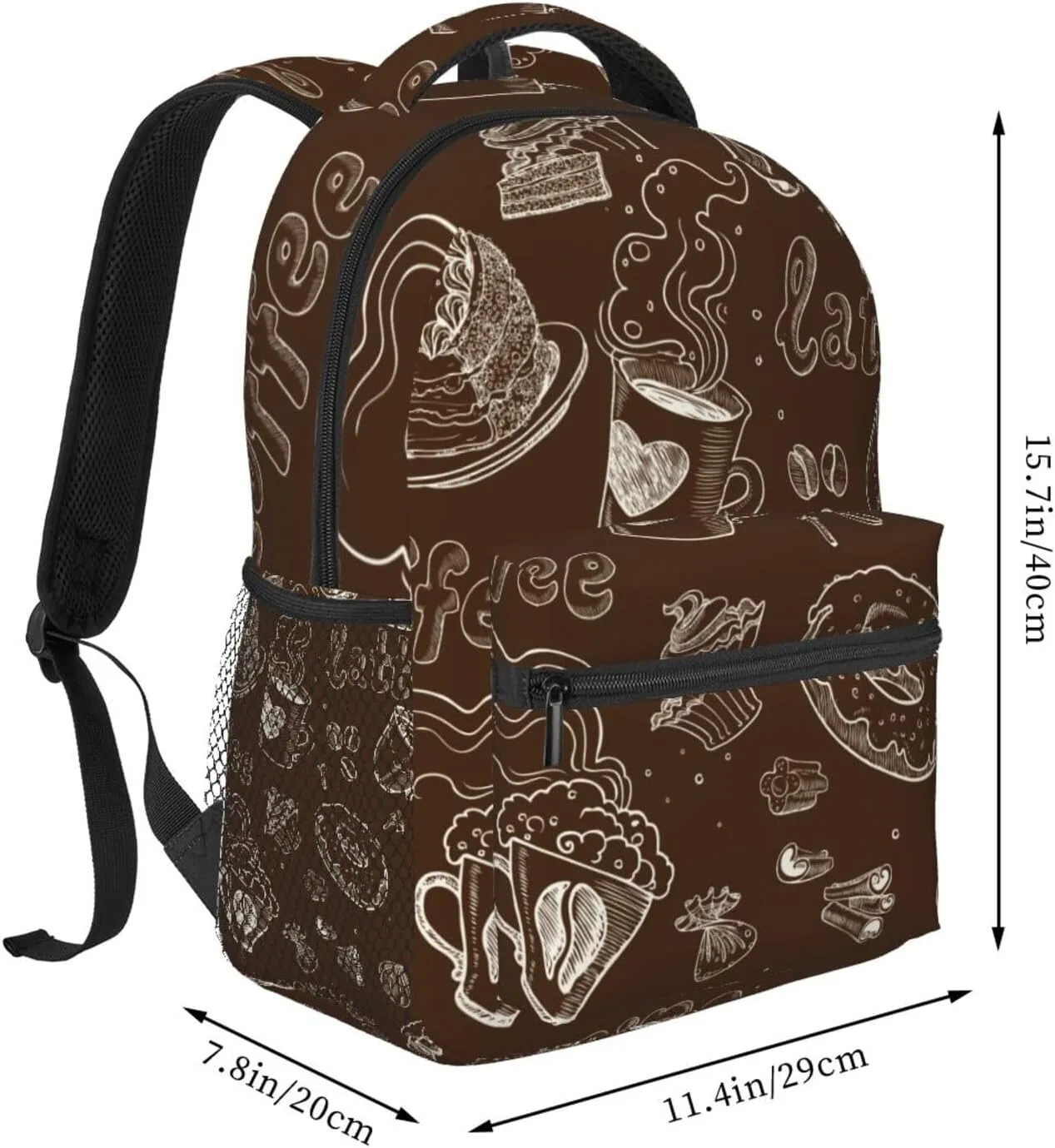 Vintage Coffee Patterns Backpacks 15 Inch Laptop Backpack Multipurpose Double Shoulder Bag for Men Women Gifts