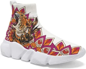 Walking Shoes for Womens Running Sneakers Non Slip Athletic Fashion Sock Shoes Tiger Leopard Mesh Workout Casual Sports