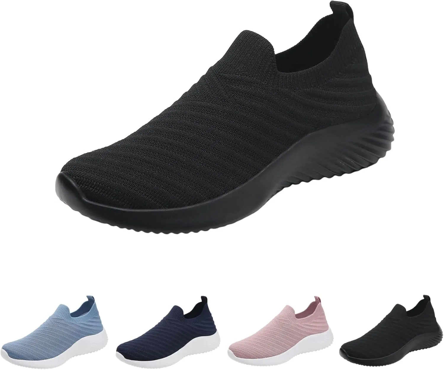 Walking Shoes Women Slip On Knit Mesh Running Athletic Shoes Lightweight Comfort Mesh Breathable Travel Sneakers