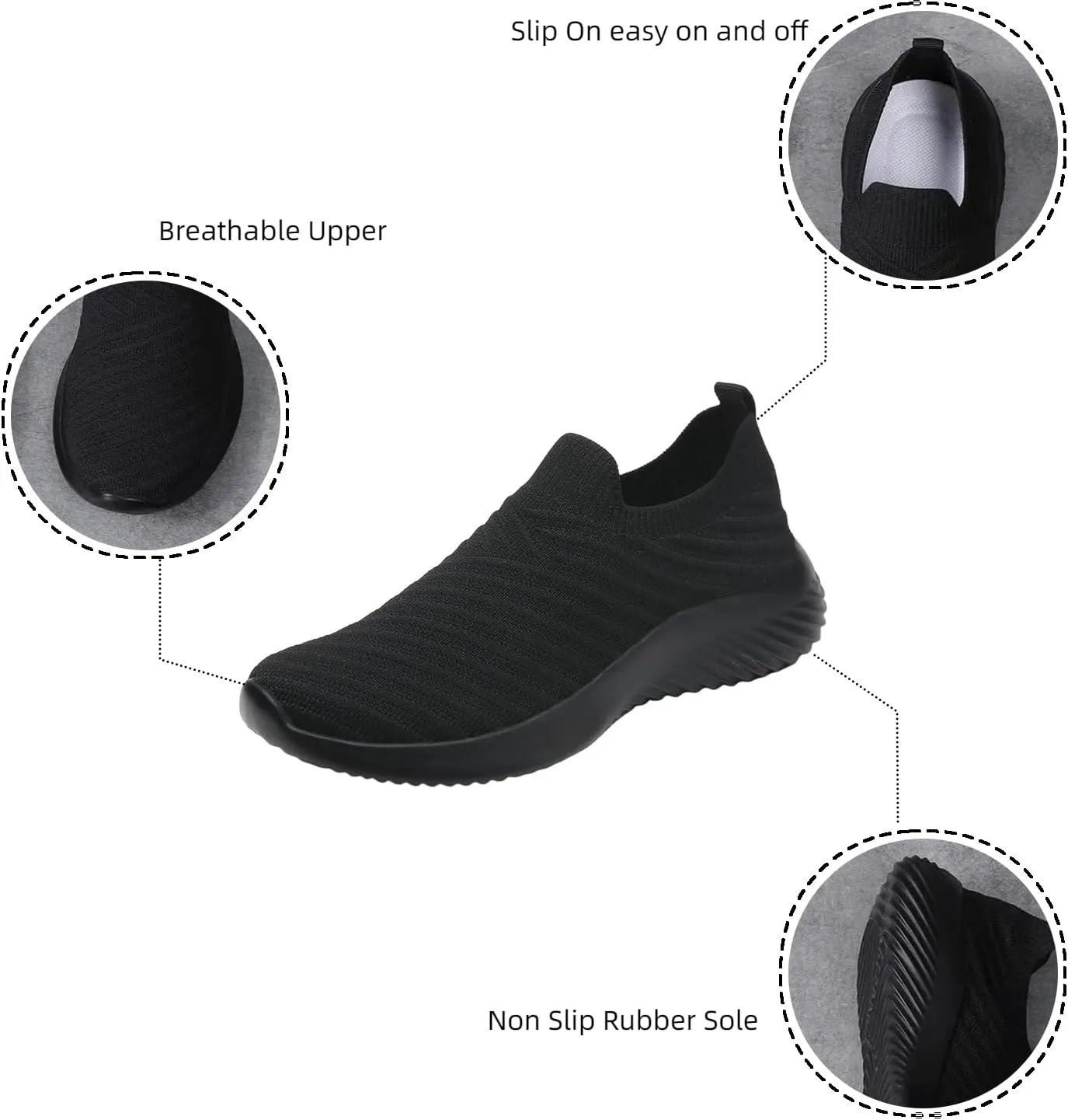 Walking Shoes Women Slip On Knit Mesh Running Athletic Shoes Lightweight Comfort Mesh Breathable Travel Sneakers