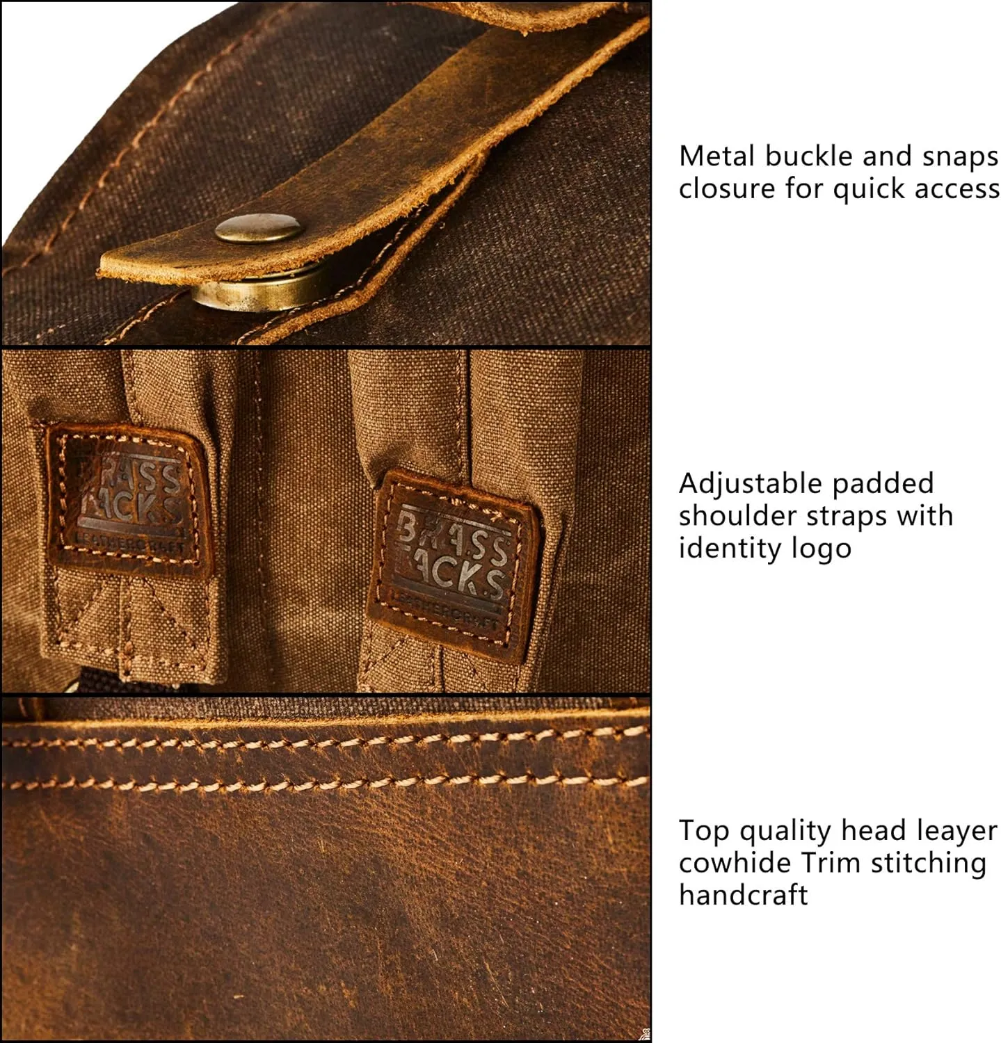 Waterproof Waxed Canvas Shoulder Rucksack Backpack for Men Women Casual Large 15.6 inch laptop Bookbag Brown