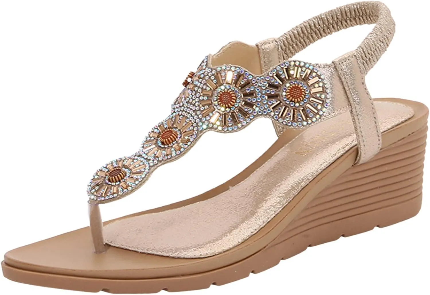 Wedge Sandals for Women Crisscross Elastic Straps and Open Toe Comfortable with Lightweight Platform for All Day Comfortable Orthopedic Sandal Beach Dressy Flip Flops for Wide Toe 2025 Spring
