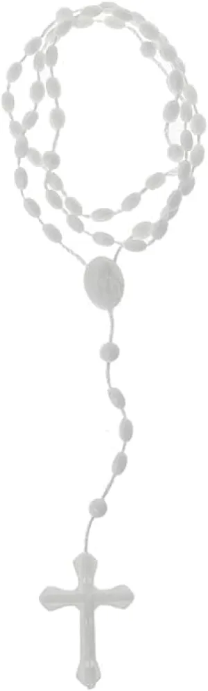 White Plastic Rosary Beads Luminous Necklaces Catholicism Prayer Religious Jewelry, Cross Necklace for Women, Cross Necklace for Men,Women's Chain Necklaces,Jewelry