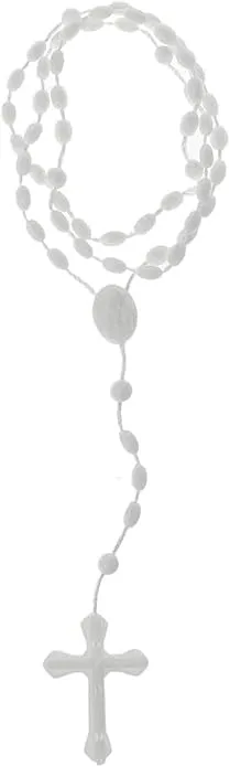 White Plastic Rosary Beads Luminous Necklaces Catholicism Prayer Religious Jewelry, Cross Necklace for Women, Cross Necklace for Men,Women's Chain Necklaces,Jewelry