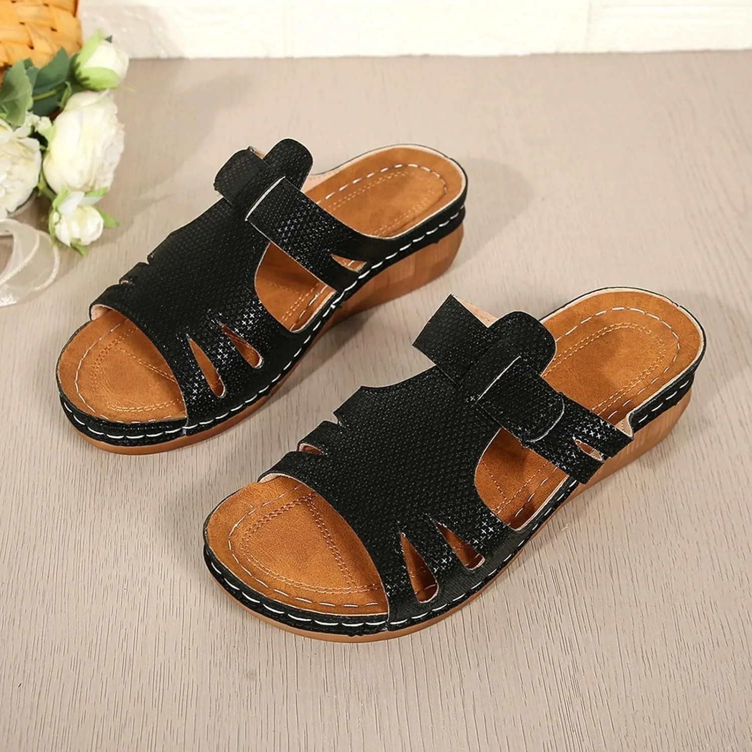 Woman Sandals Bohemian Women'S Dress Shoes With Non Slip Beach Wide Width Wedge Shoes For Women