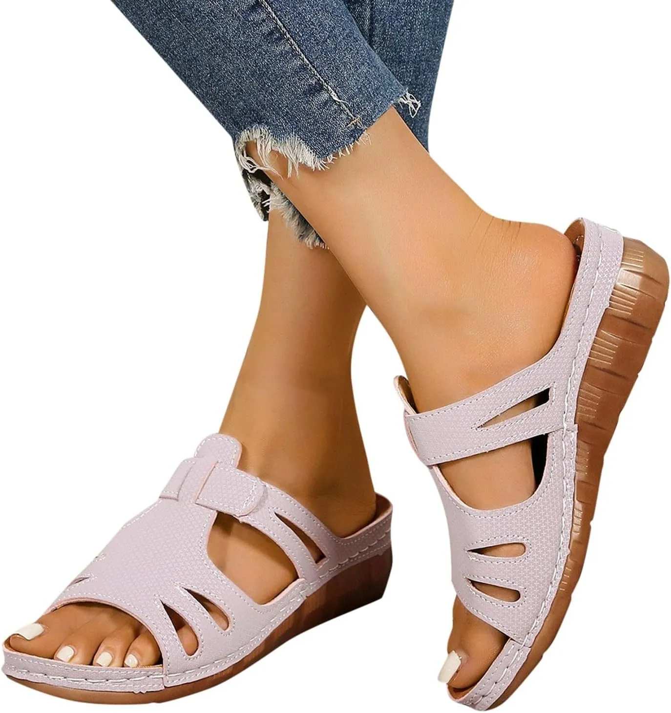 Woman Sandals Bohemian Women'S Dress Shoes With Non Slip Beach Wide Width Wedge Shoes For Women