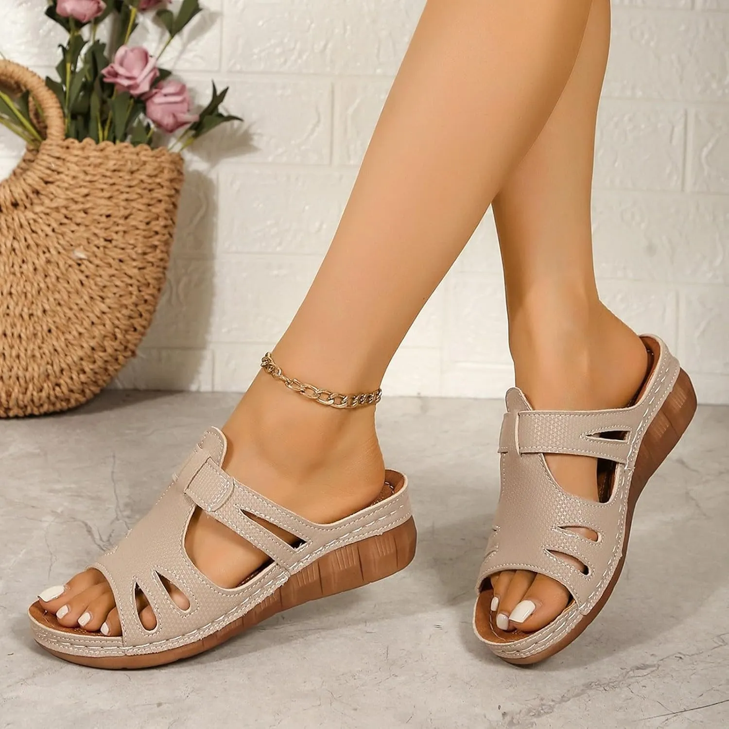 Woman Sandals Bohemian Women'S Dress Shoes With Non Slip Beach Wide Width Wedge Shoes For Women