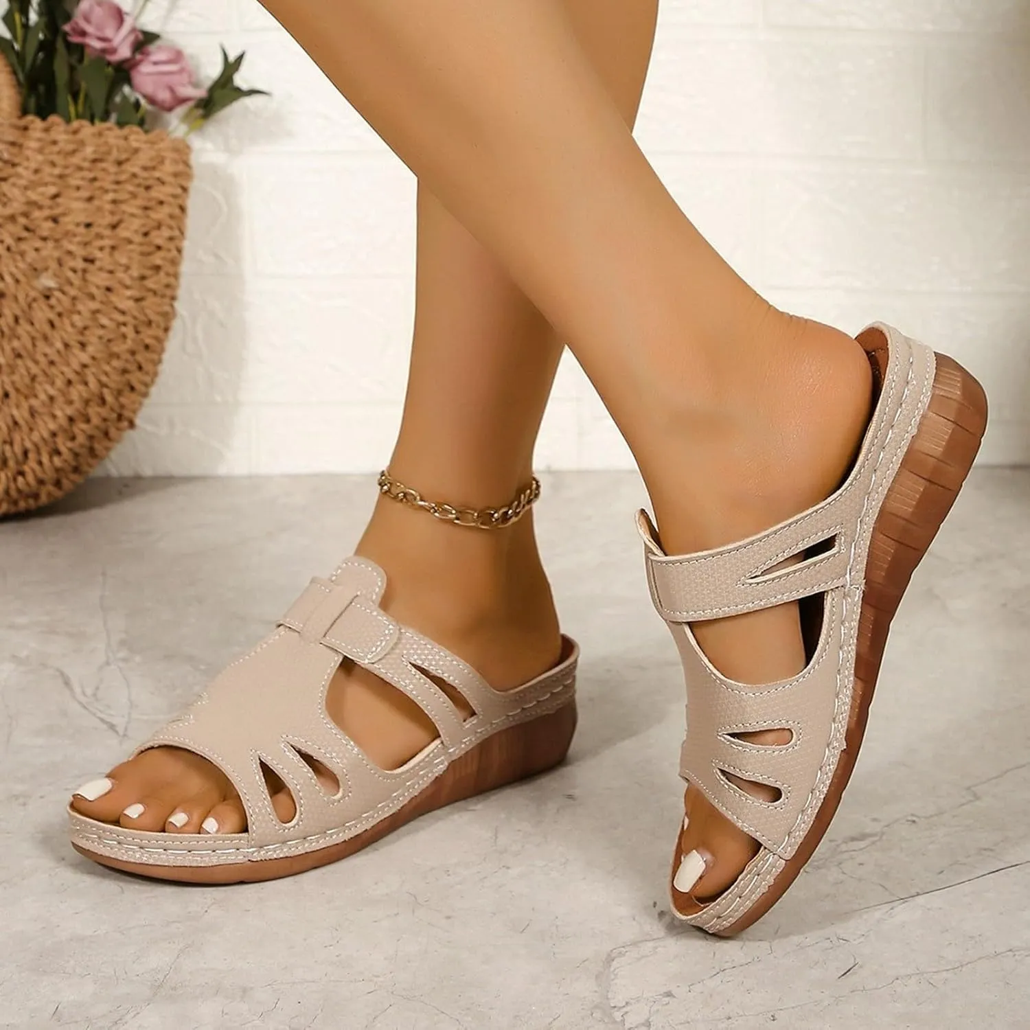 Woman Sandals Bohemian Women'S Dress Shoes With Non Slip Beach Wide Width Wedge Shoes For Women