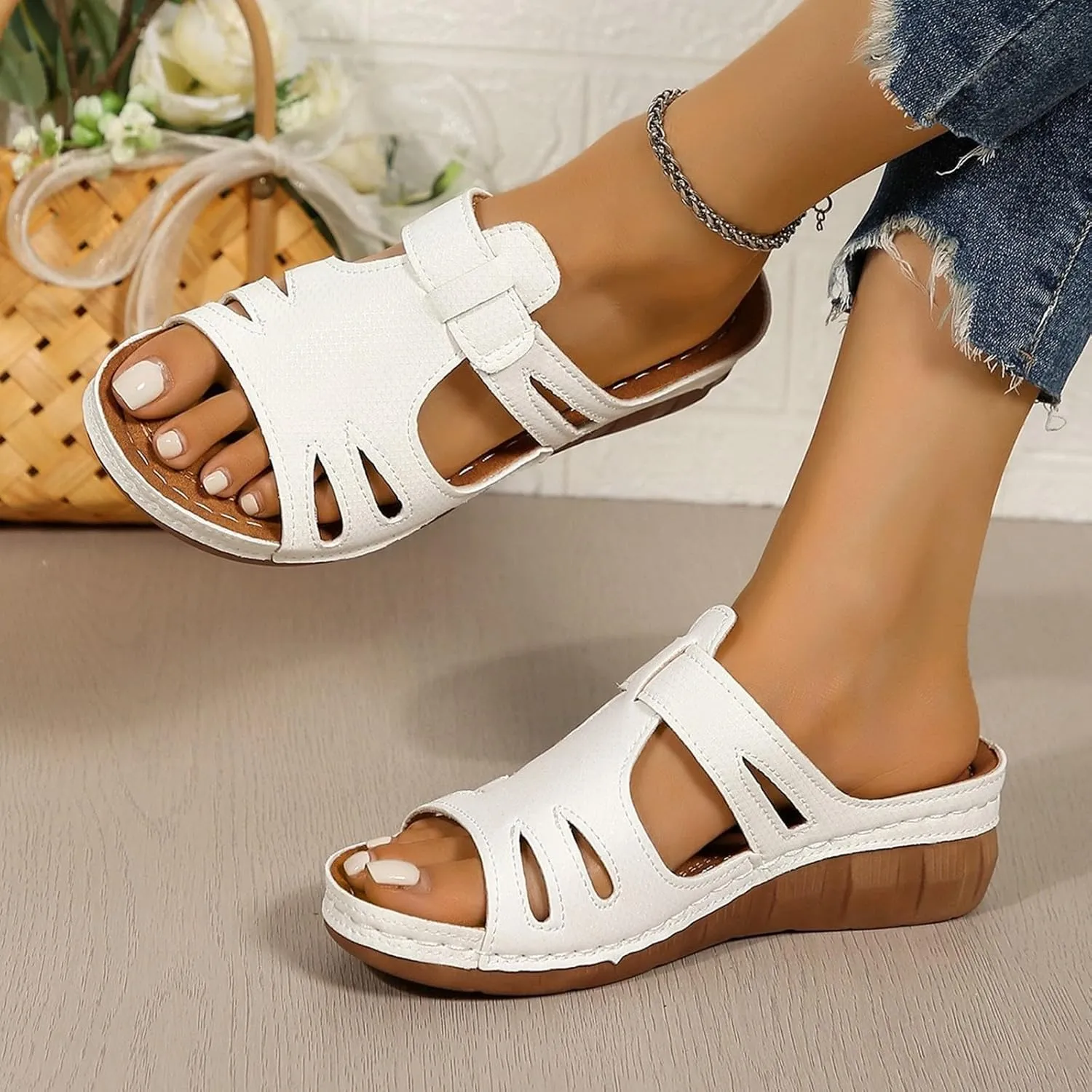 Woman Sandals Bohemian Women'S Dress Shoes With Non Slip Beach Wide Width Wedge Shoes For Women