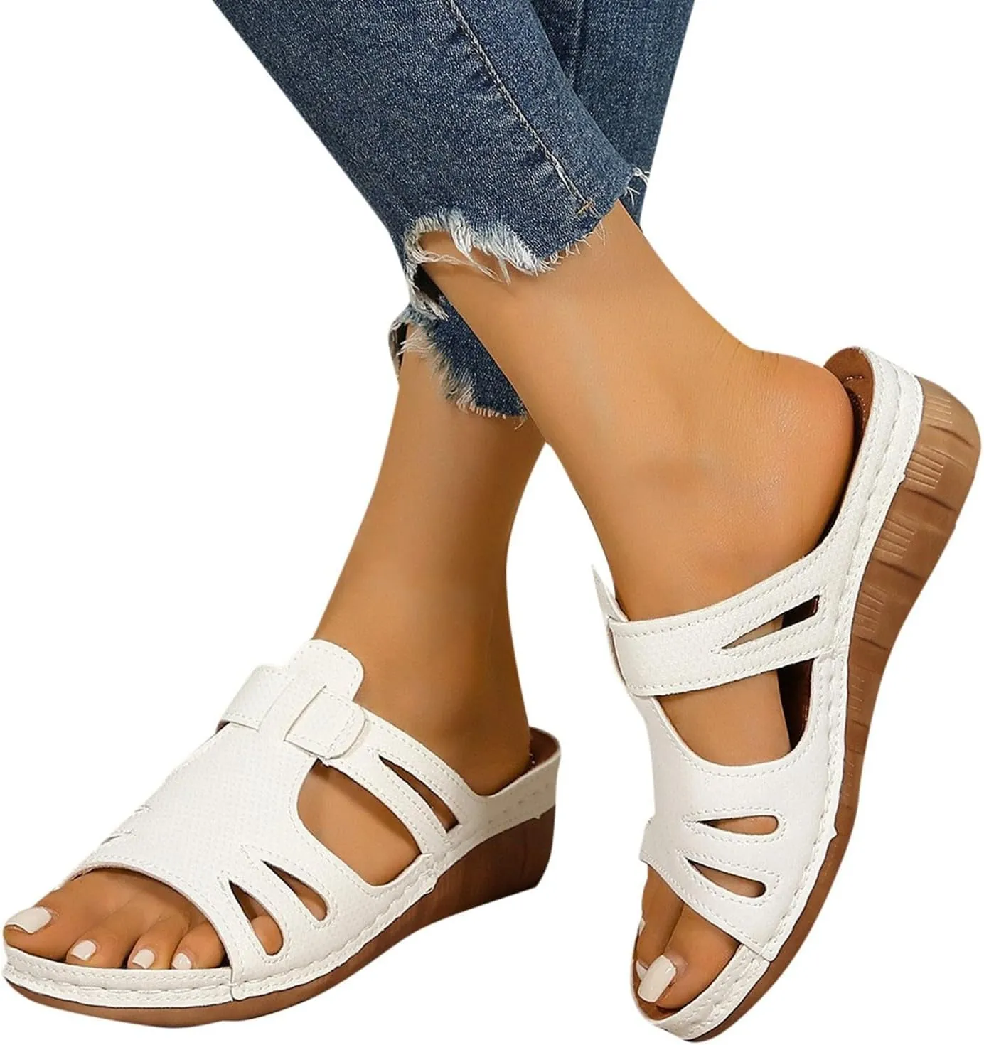 Woman Sandals Bohemian Women'S Dress Shoes With Non Slip Beach Wide Width Wedge Shoes For Women