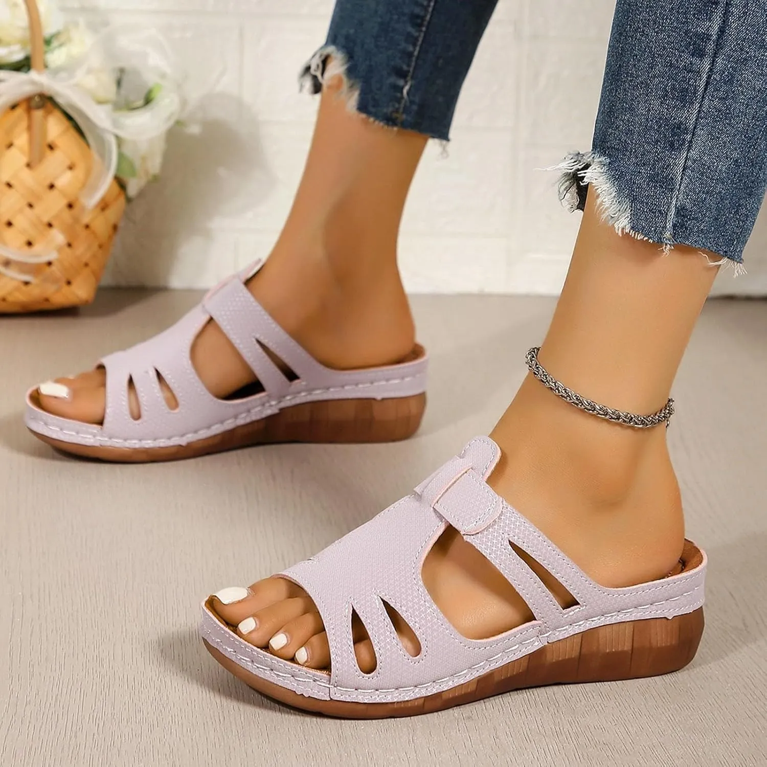 Woman Sandals Bohemian Women'S Dress Shoes With Non Slip Beach Wide Width Wedge Shoes For Women