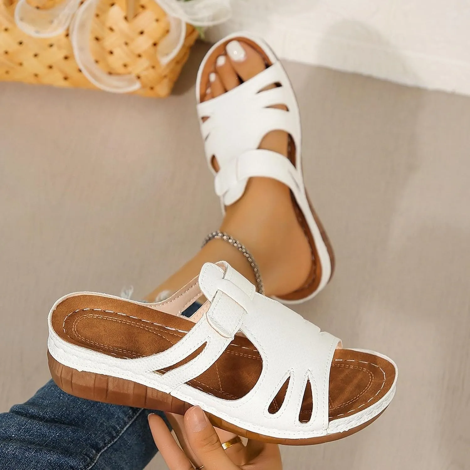 Woman Sandals Bohemian Women'S Dress Shoes With Non Slip Beach Wide Width Wedge Shoes For Women
