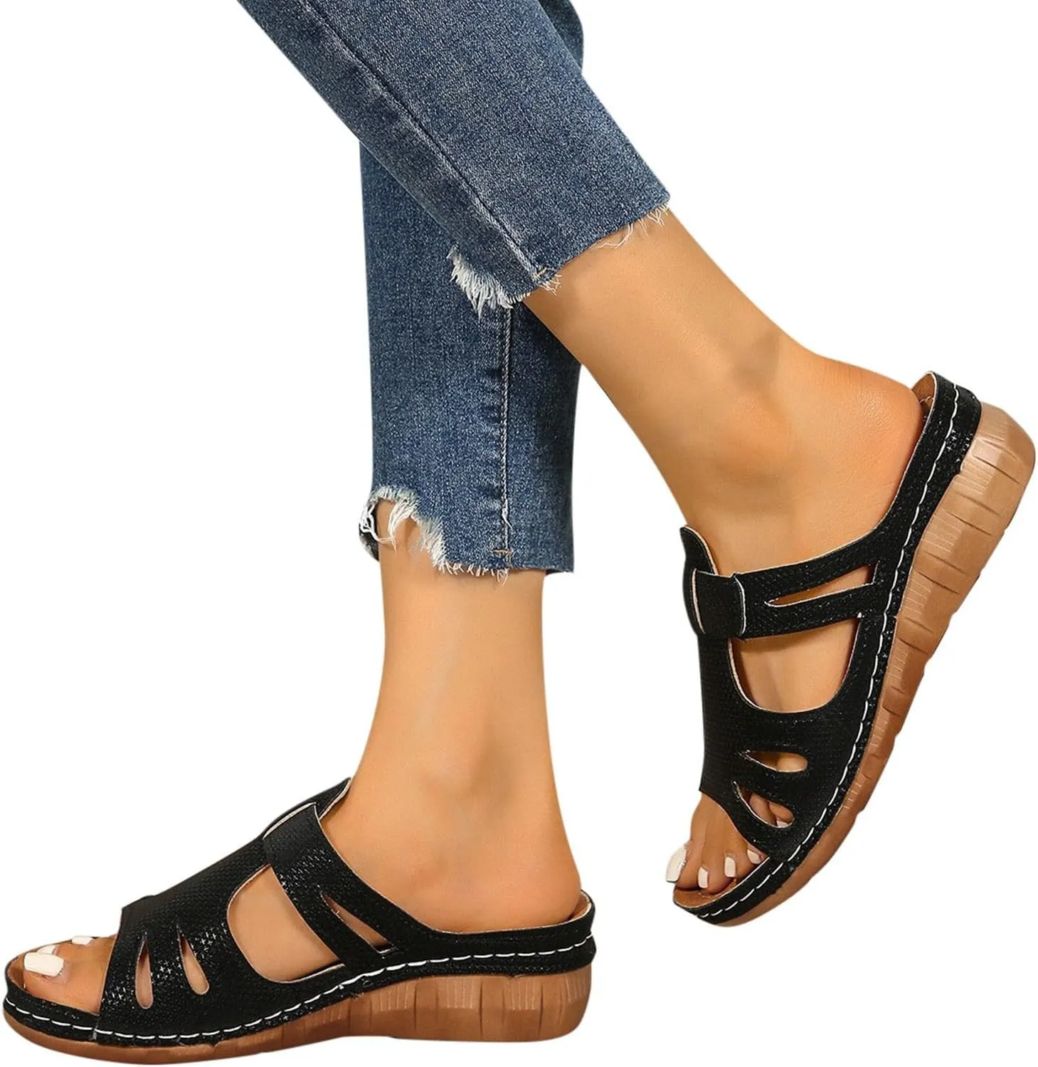 Woman Sandals Bohemian Women'S Dress Shoes With Non Slip Beach Wide Width Wedge Shoes For Women
