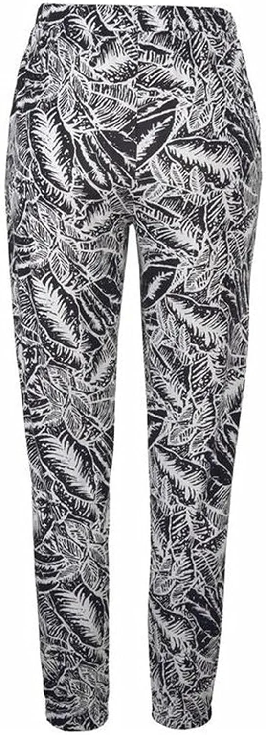 Women Boho Beach Pants Elastic High Waist Long Pants Comfy Loose Fit Trousers Pull-on Slacks Pants