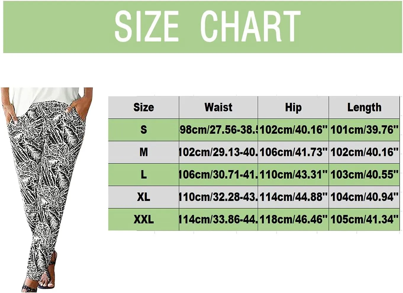 Women Boho Beach Pants Elastic High Waist Long Pants Comfy Loose Fit Trousers Pull-on Slacks Pants