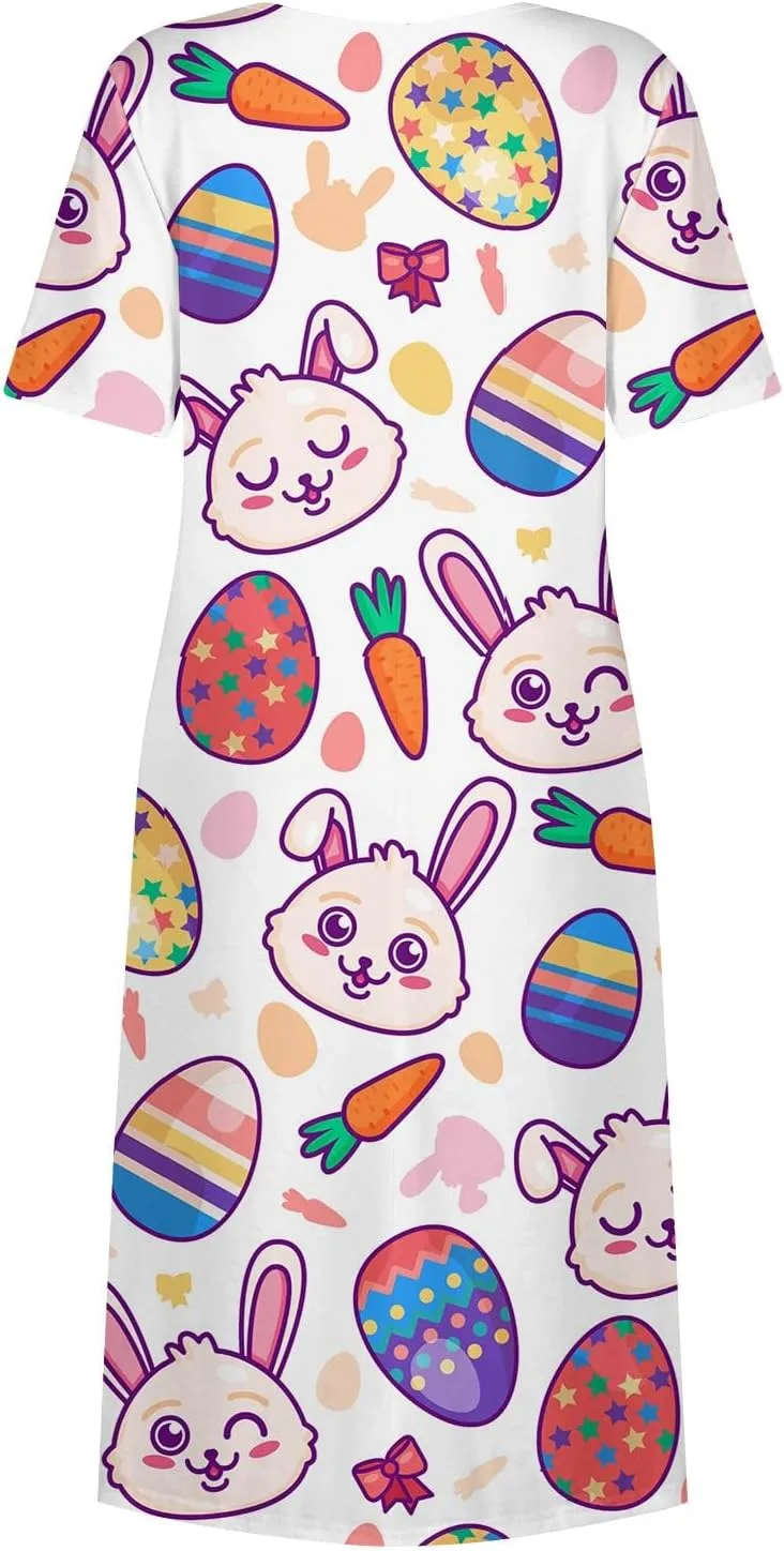 Women Easter Dresses Spring Flowers Midi Friends' Gathering Maternity Dress Cowl Neck Egg Hunt Spring Themed Party Sun Dress