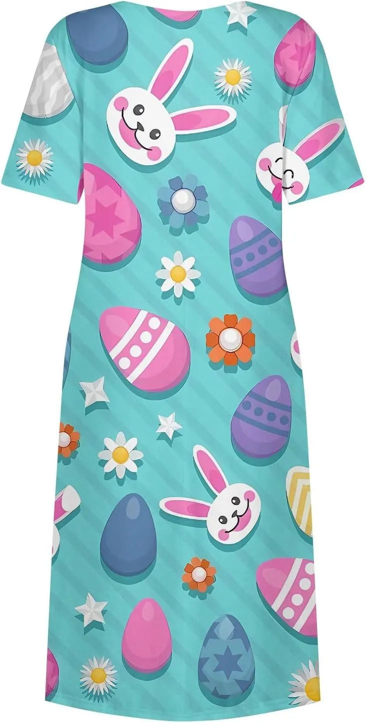 Women Easter Dresses Spring Flowers Midi Friends' Gathering Maternity Dress Cowl Neck Egg Hunt Spring Themed Party Sun Dress