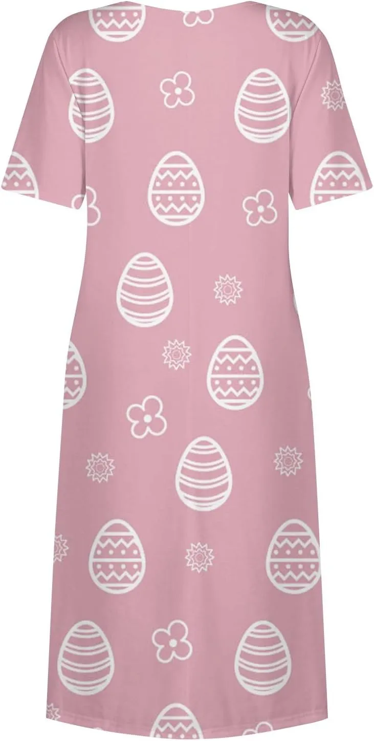 Women Easter Dresses Spring Flowers Midi Friends' Gathering Maternity Dress Cowl Neck Egg Hunt Spring Themed Party Sun Dress