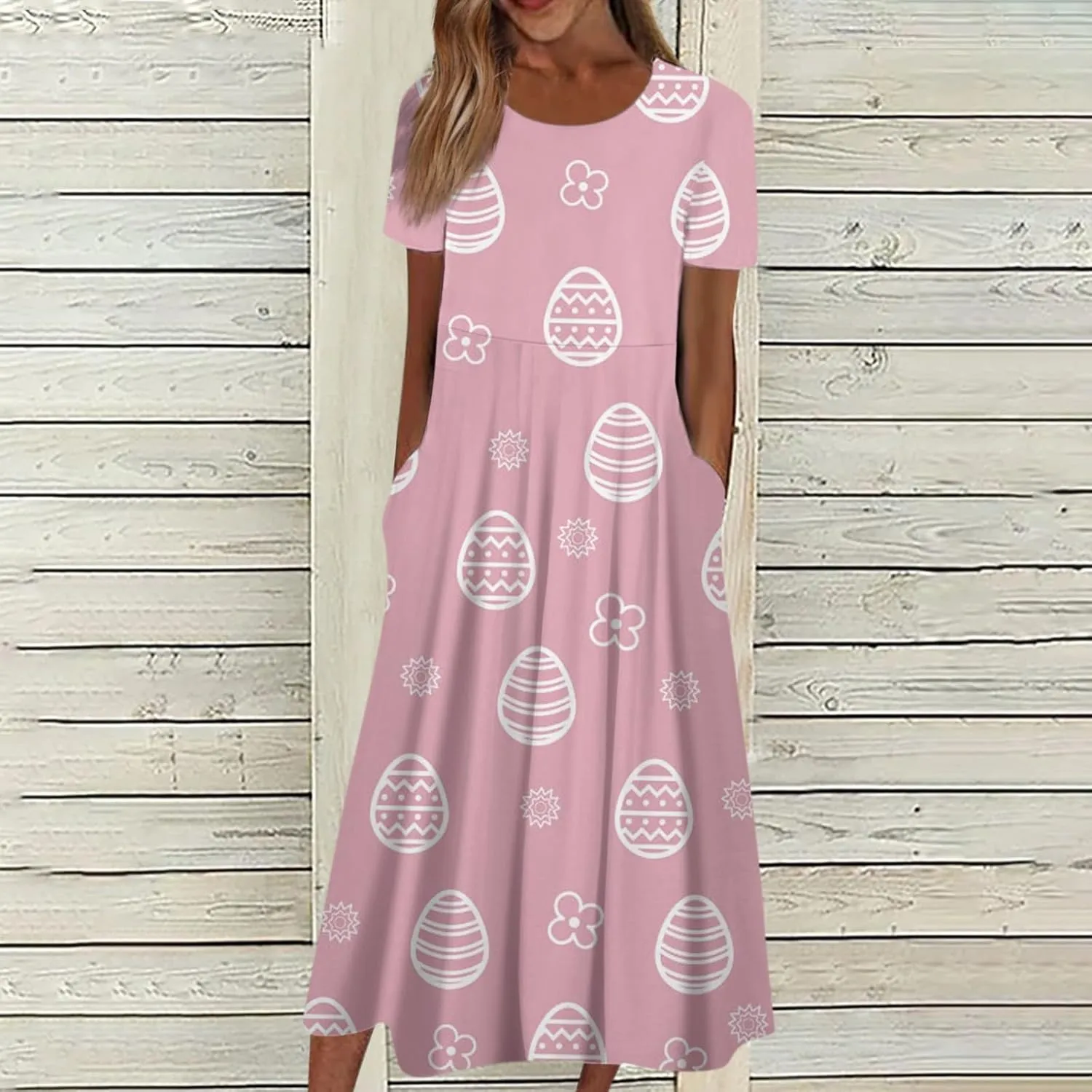 Women Easter Dresses Spring Flowers Midi Friends' Gathering Maternity Dress Cowl Neck Egg Hunt Spring Themed Party Sun Dress