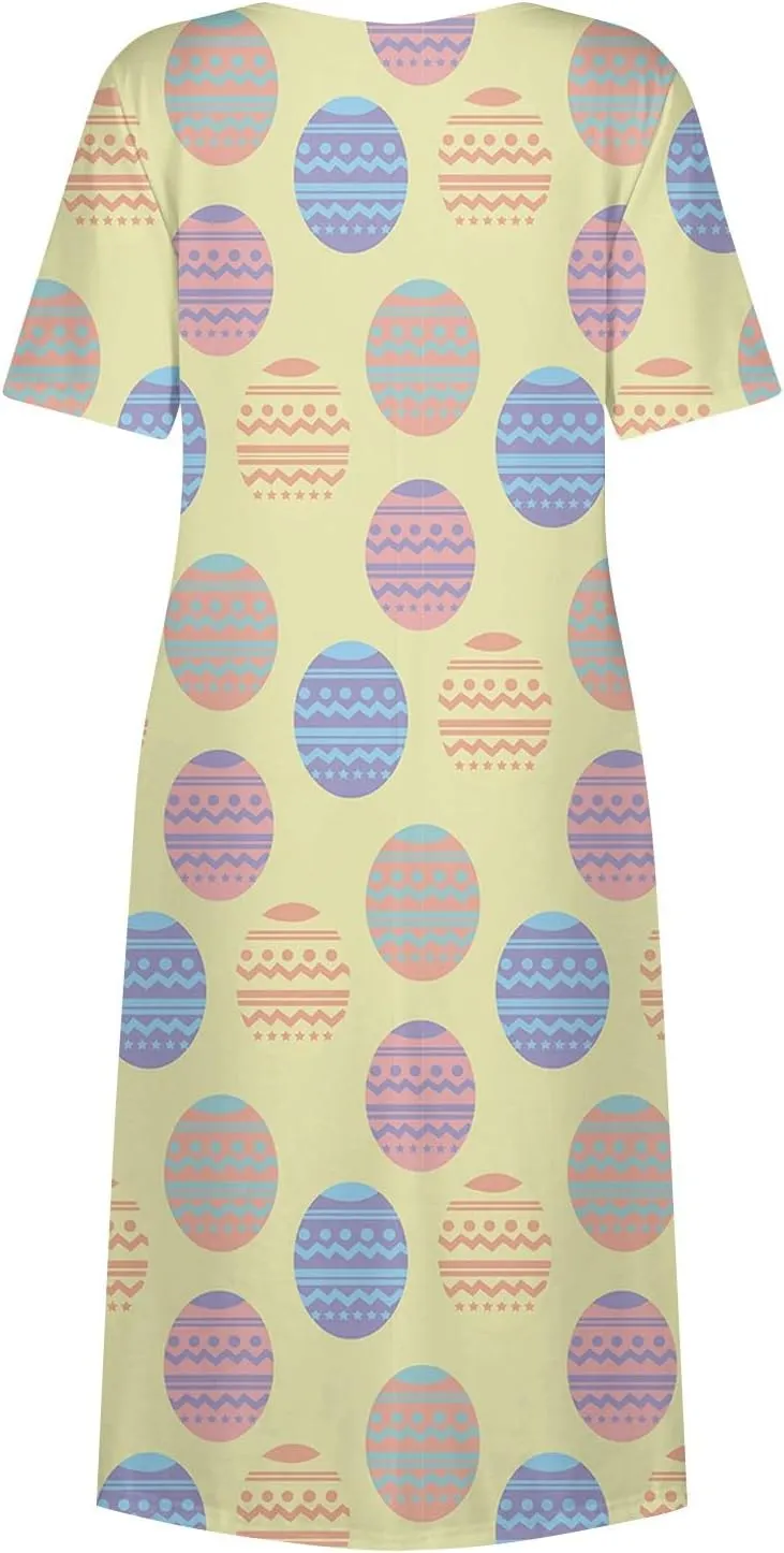 Women Easter Dresses Spring Flowers Midi Friends' Gathering Maternity Dress Cowl Neck Egg Hunt Spring Themed Party Sun Dress