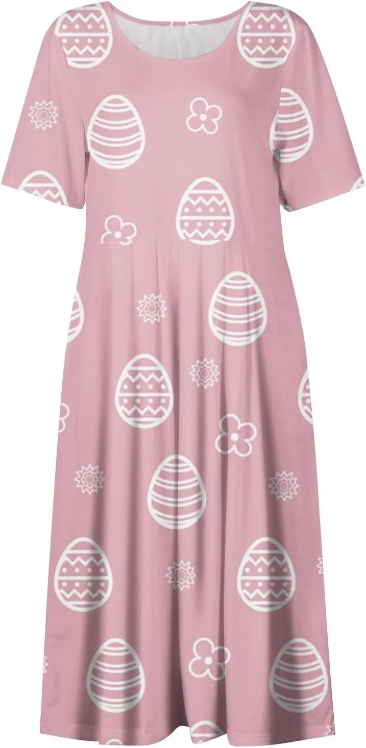 Women Easter Dresses Spring Flowers Midi Friends' Gathering Maternity Dress Cowl Neck Egg Hunt Spring Themed Party Sun Dress