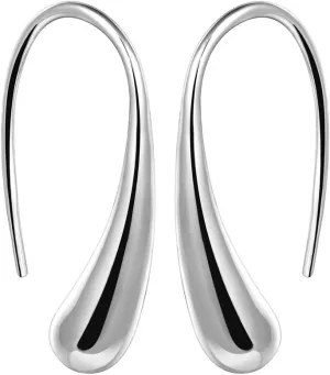 Women Fashion Teardrop Back Earrings,Small Sterling Sliver Plated Classic Dangle Hoop Earring Thread Drop Earrings