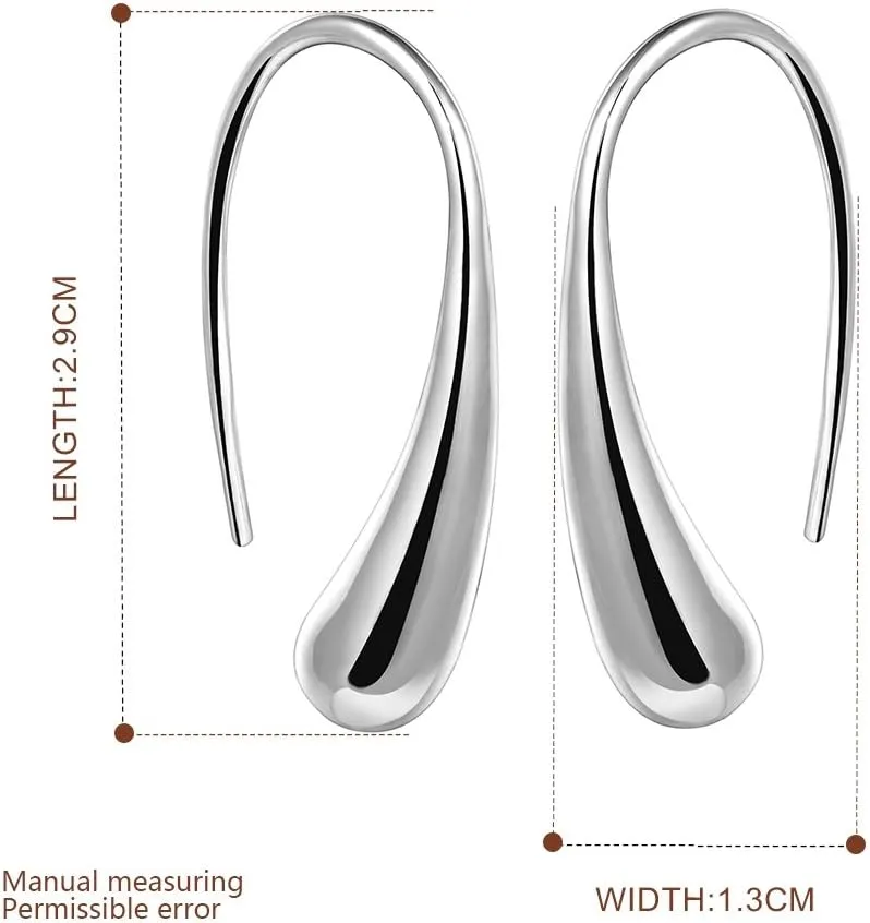 Women Fashion Teardrop Back Earrings,Small Sterling Sliver Plated Classic Dangle Hoop Earring Thread Drop Earrings