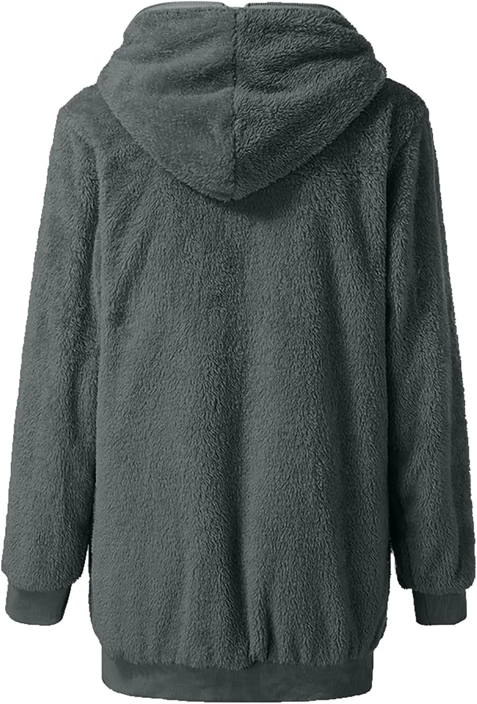 Women Girls Winter Sherpa Hooded Jackets Zip up Hoodie Quilted Lightweight Wool Blend Fleece Trench Coats Outerwear