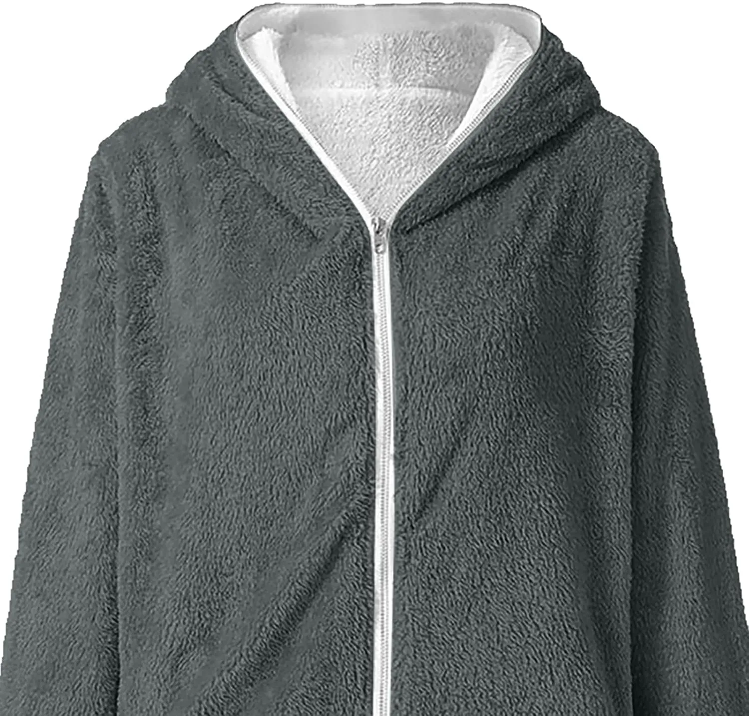 Women Girls Winter Sherpa Hooded Jackets Zip up Hoodie Quilted Lightweight Wool Blend Fleece Trench Coats Outerwear