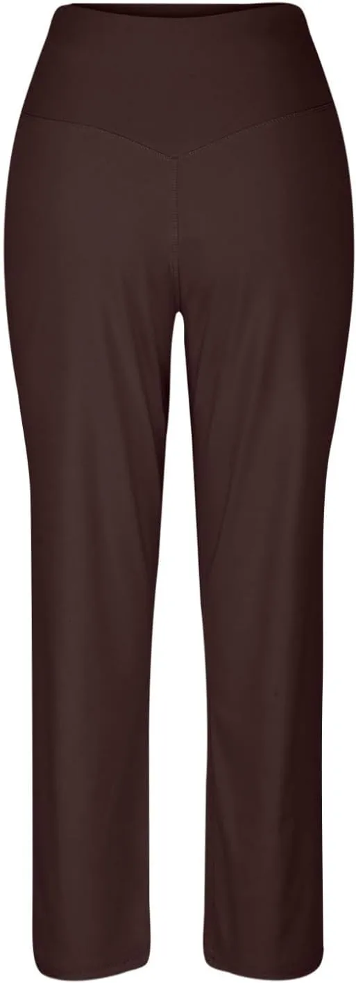 Women High Waist Pants Casual Fashion Elastic Waist Daily Summer Wide Leg Pants with Pockets Gym Yoga Pants