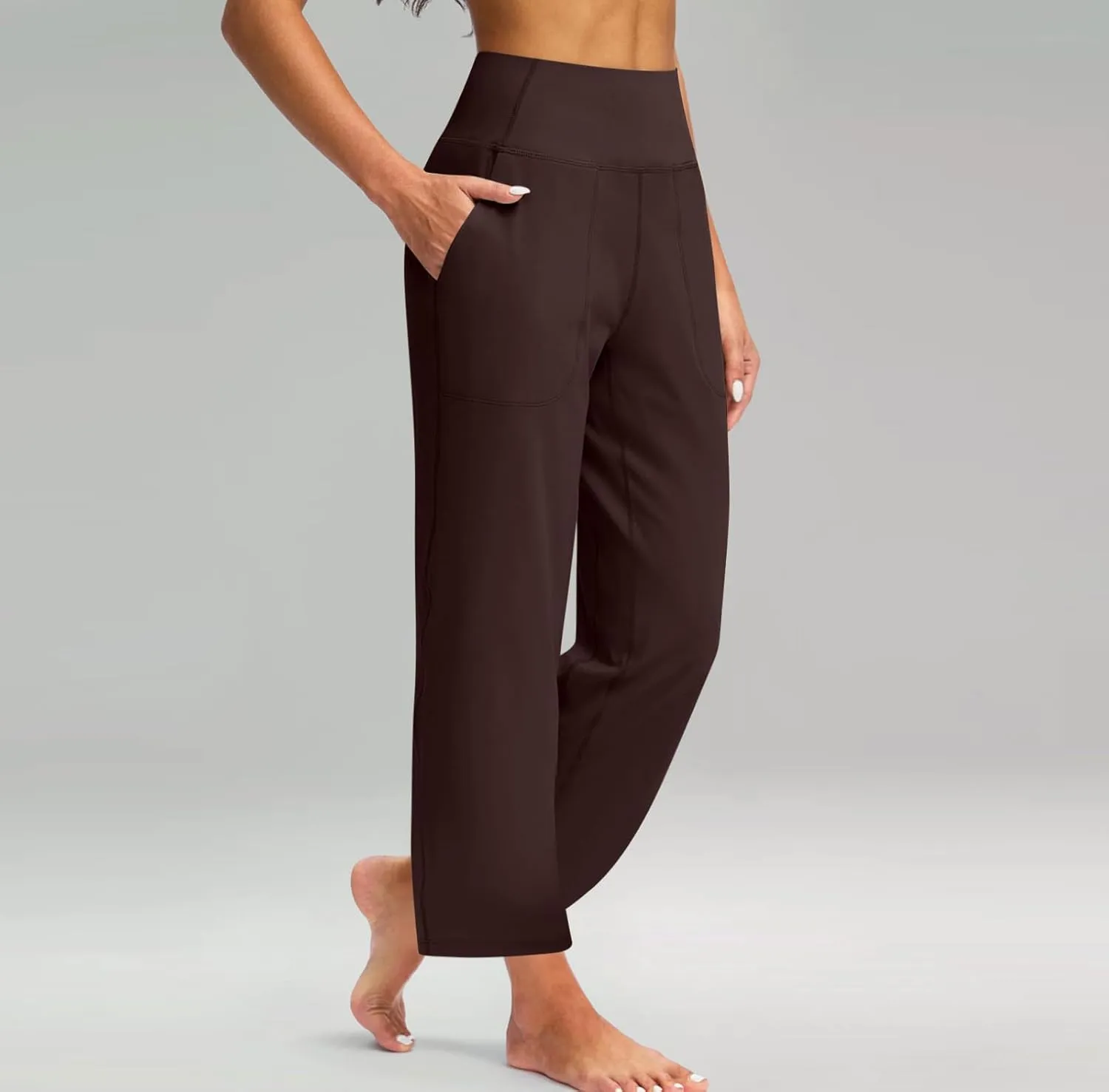 Women High Waist Pants Casual Fashion Elastic Waist Daily Summer Wide Leg Pants with Pockets Gym Yoga Pants