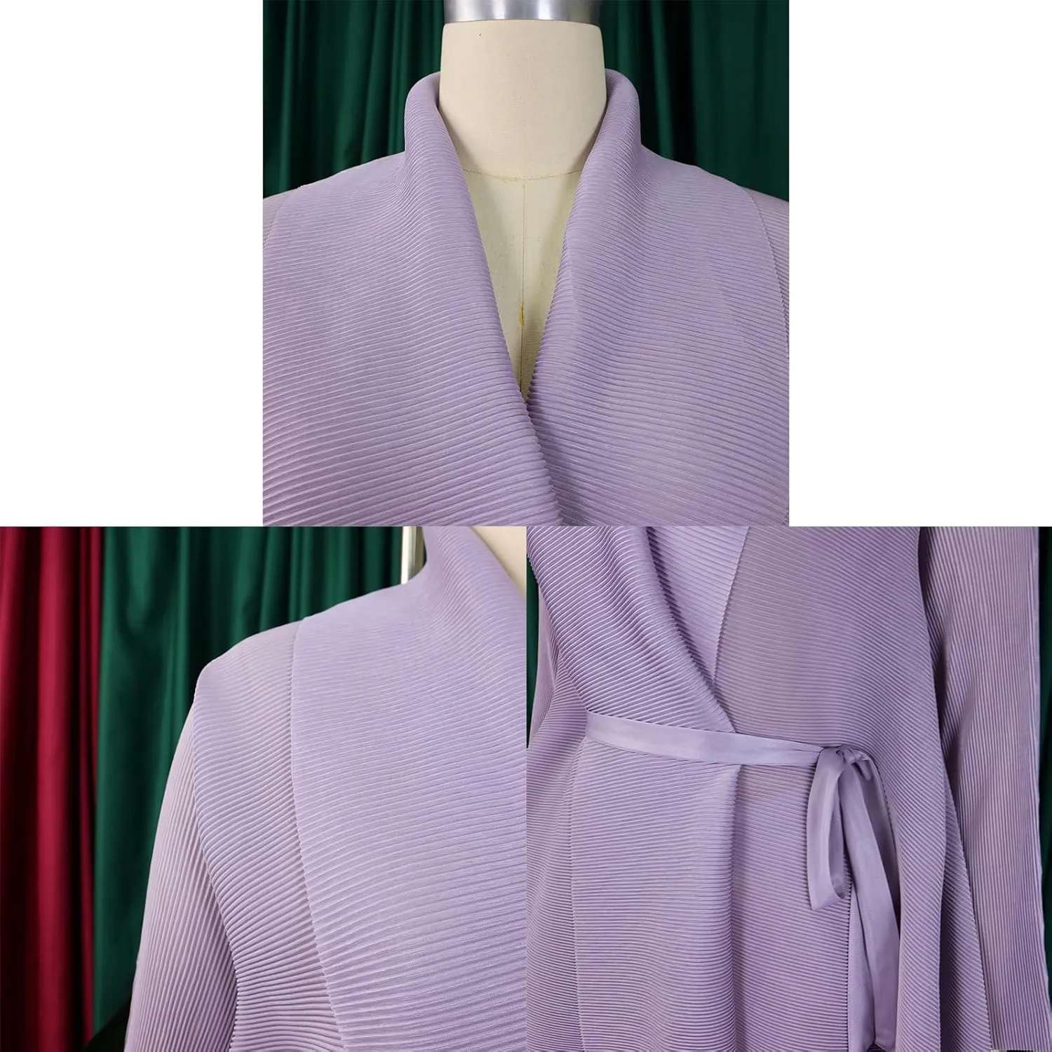 Women Pleated Skirt Sets 2 Piece Outfits Tie Front Wrap Cardigan Long Maxi Skirts Oversized Two Piece Suits, One Size