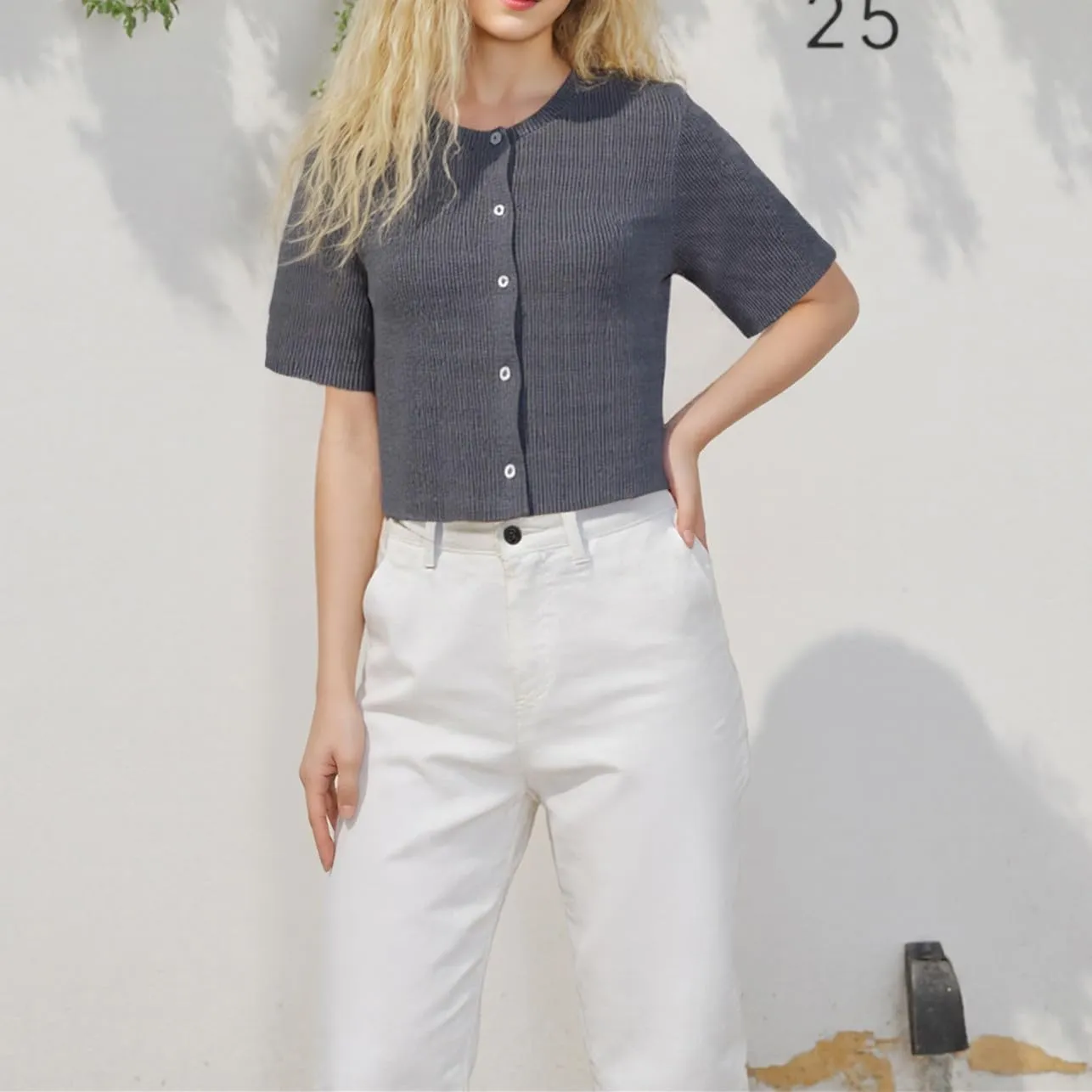 Women Short Sleeve Cardigans Sweater Drop Shoulder Button Down Chunky Knit Tops Y2K Lightweight Oversized Outwear